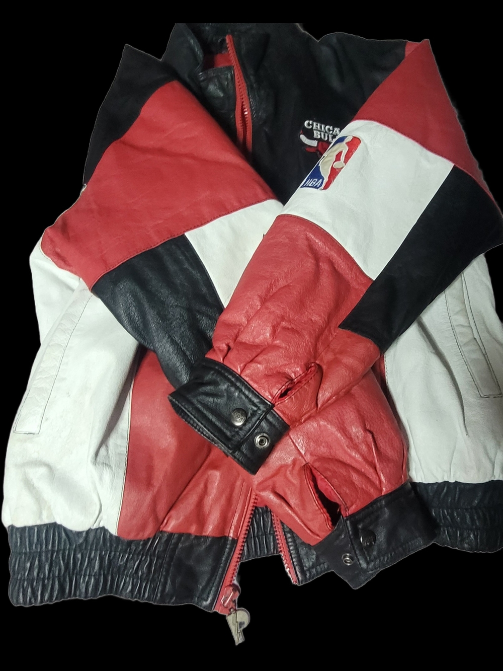 NBA Pro Player Red and Black Quilted Leather Jacket - Picture 2 of 4